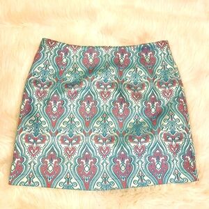 Verty Blue Pink Damask Textured Mini Skirt NWOT
